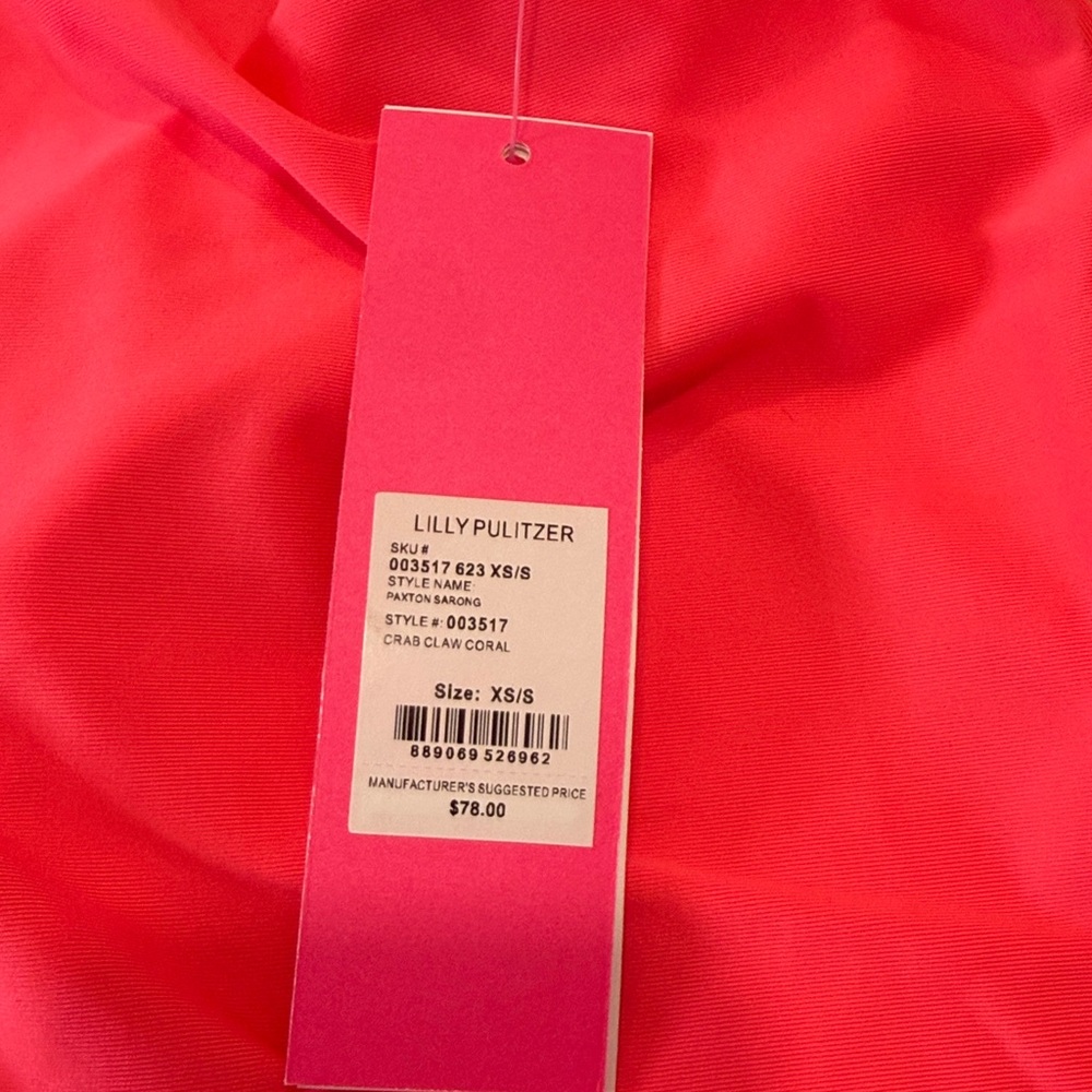 Lilly Pulitzer Neon Pink Sarong NWT XS/S - Picture 2 of 6